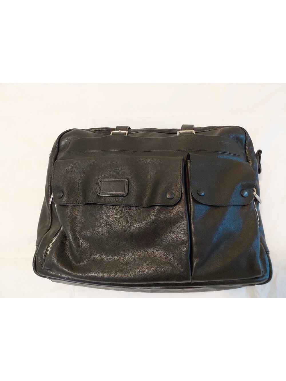 TUMI Leather Alpha 17” large screen Laptop Bag Briefcase black carry-on NO STRAP